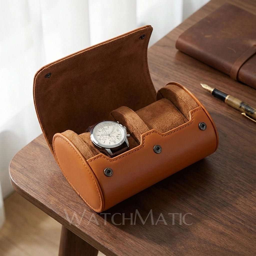 WatchMatic Nesto Double Watch Roll Nesto2 Slot Brown - WatchMatic